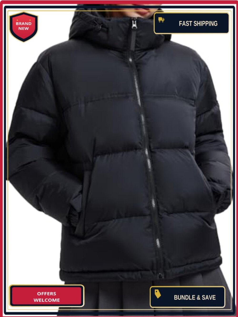 800-Fill Power Down Puffer Jacket Windproof Water Repellent Hooded Winter Coat